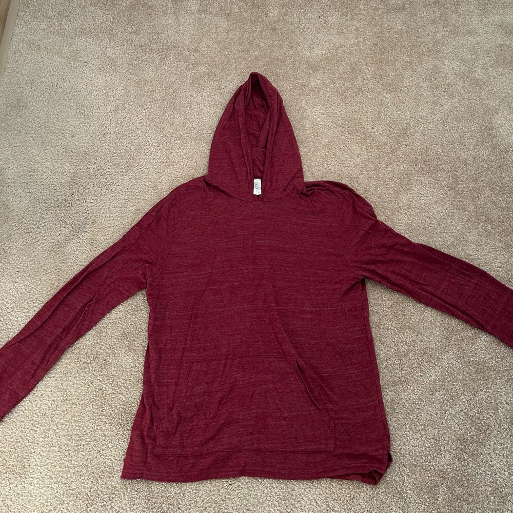 Red Hooded Long Sleeve Top